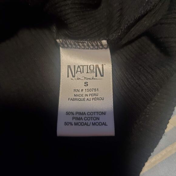 Nation LTD Size S Black Vertical Ribbed Crew Neck TShirt Tee **TINY FLAW** - Picture 7 of 9